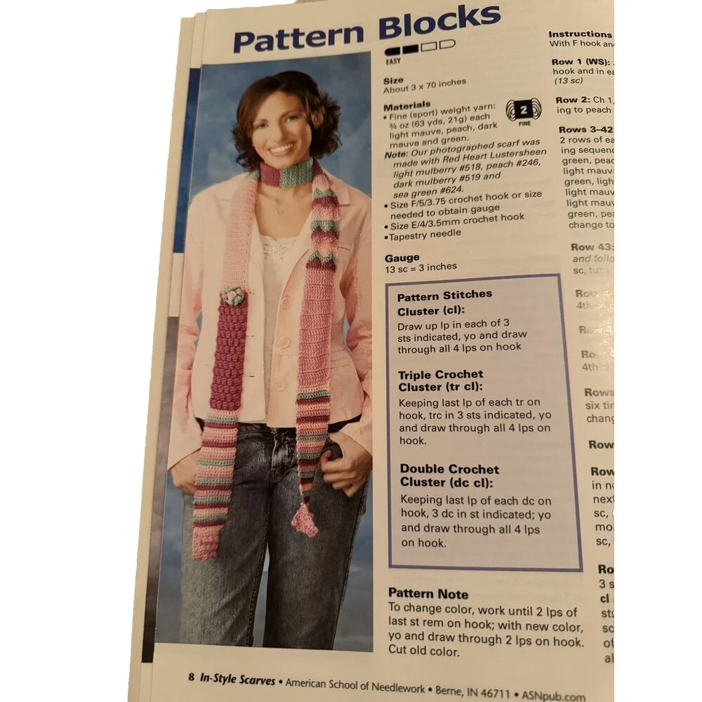 In Style Scarves 12 Long Skinny Designs Crochet Pattern Book Ruthie Marks